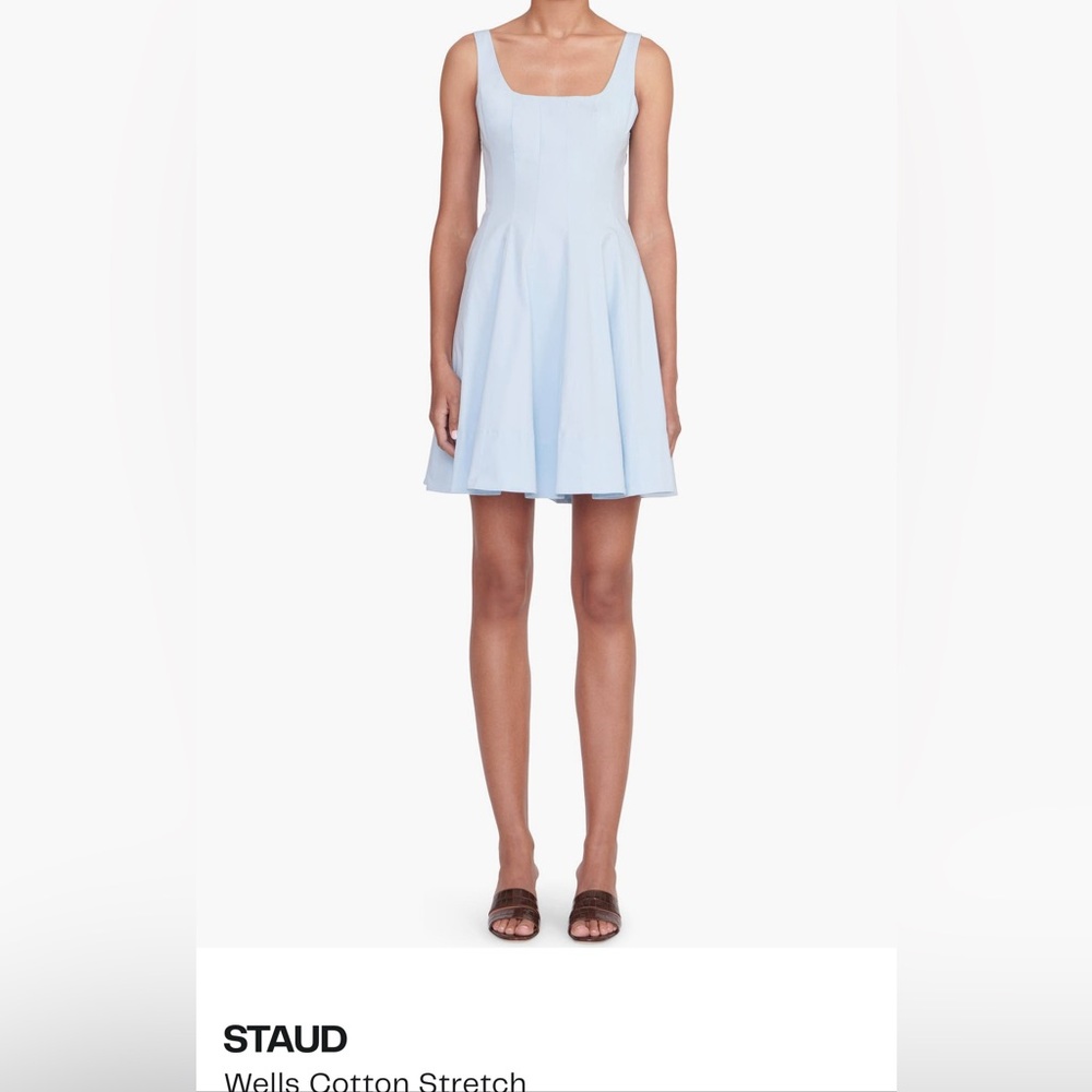 Staud wells cotton stretch poplin fit and flare dress